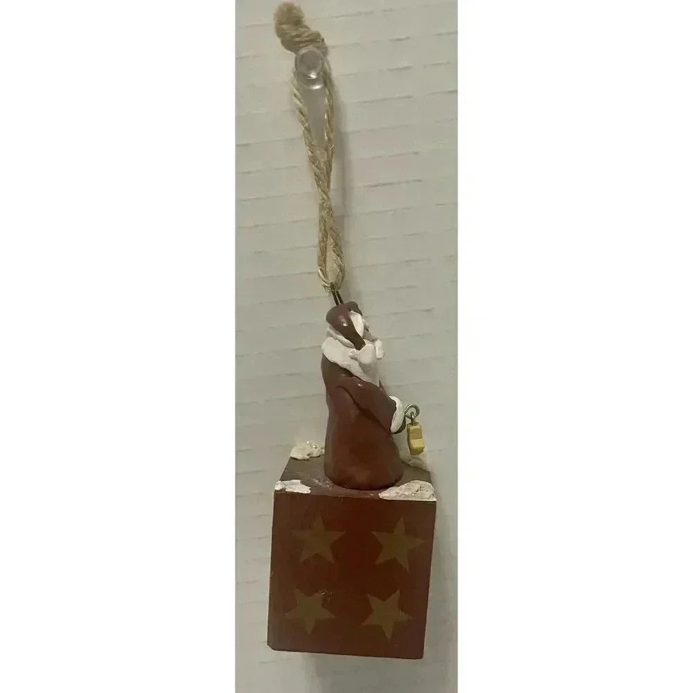 Vintage Santa Claus "HO HO HO" Toy Block Christmas Statue Ornament 3.25” High - Picture 2 of 4